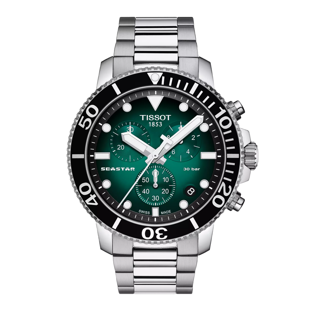 Tissot Seastar 1000 Chronograph 45,5mm T120.417.11.091.01 - Zifferblatt Grün, Armband Stahl