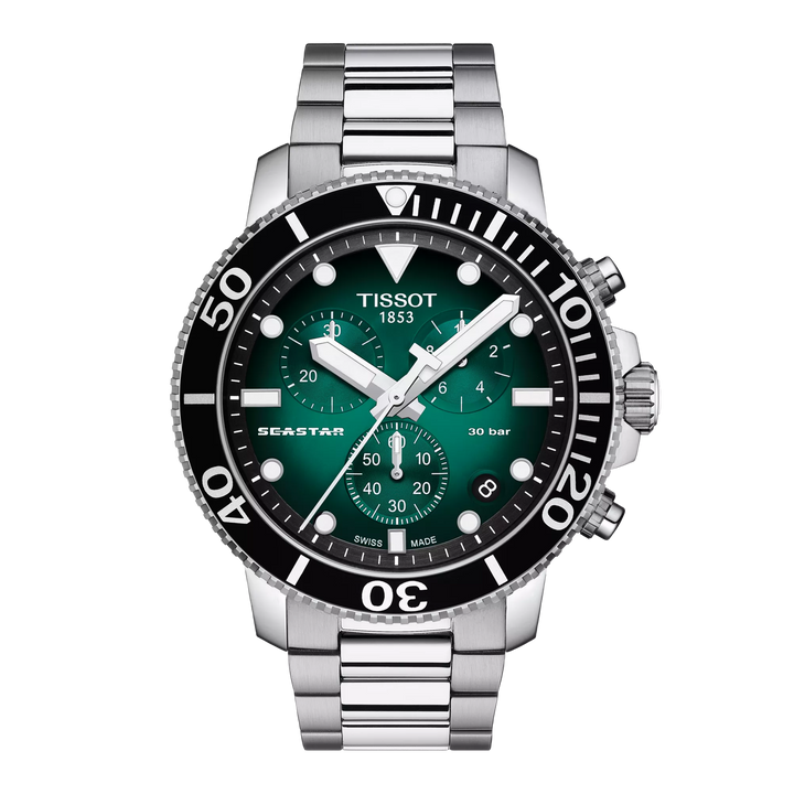 Tissot Seastar 1000 Chronograph 45,5mm T120.417.11.091.01 - Zifferblatt Grün, Armband Stahl