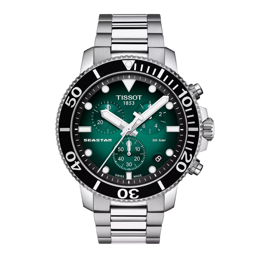 Tissot Seastar 1000 Chronograph 45,5mm T120.417.11.091.01 - Zifferblatt Grün, Armband Stahl