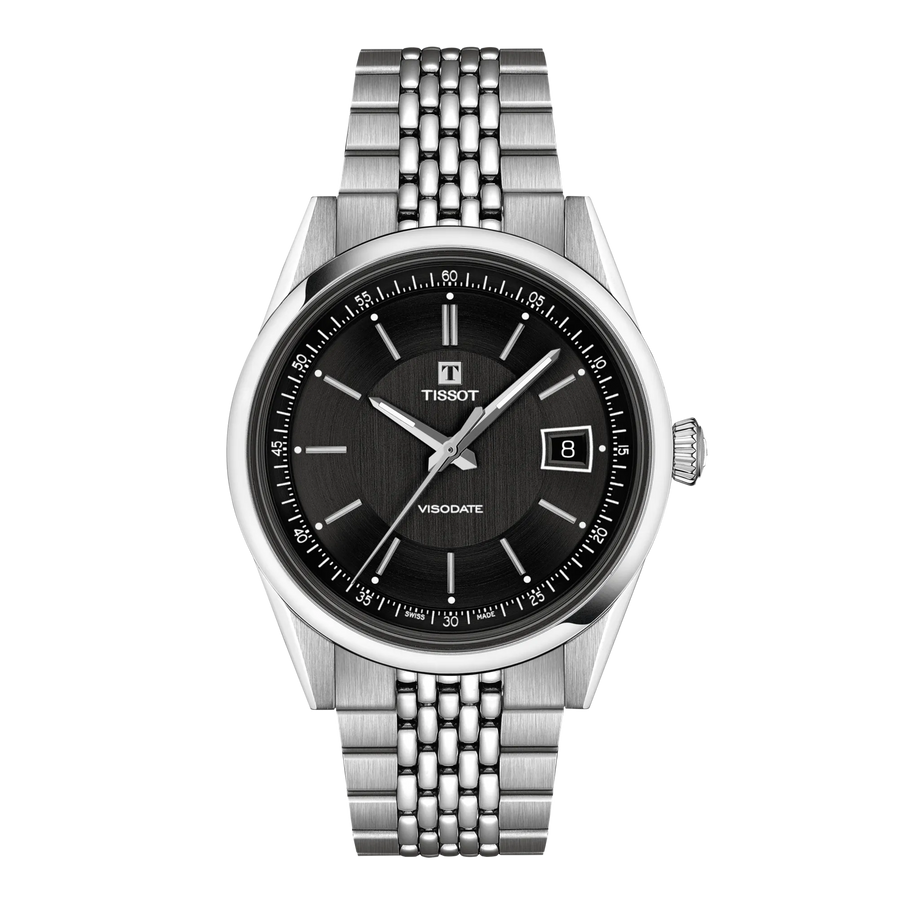 Tissot Visodate 39mm T157.407.11.051.00 - Zifferblatt Schwarz, Armband Stahl