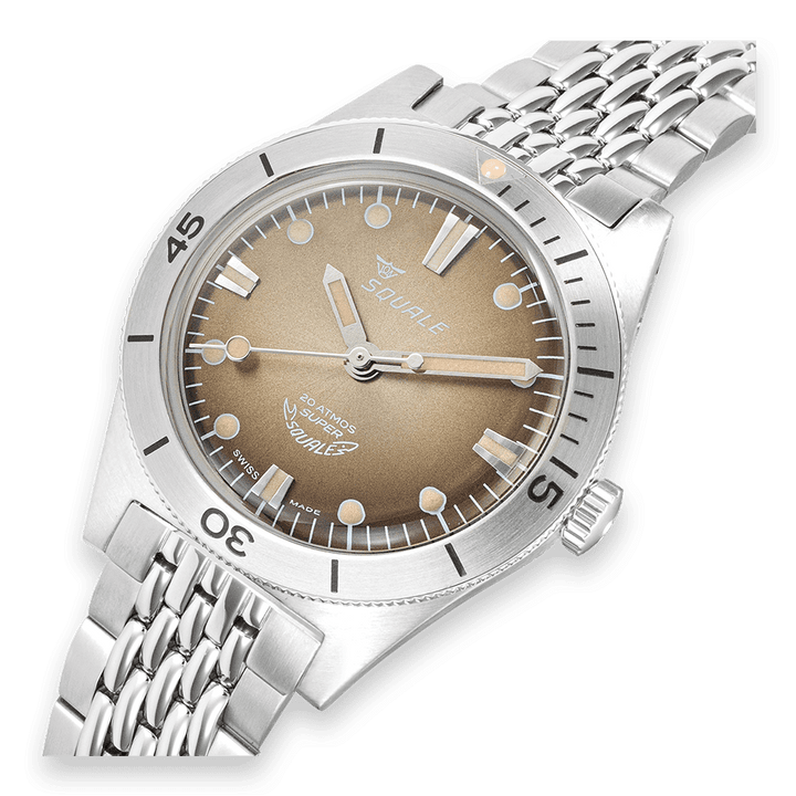 Squale Super Squale Sunray Brown 38mm Edelstahlband SUPERSSBW.AC - Zifferblatt im Detail