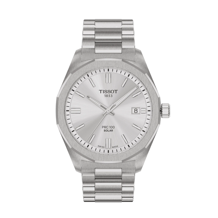 Tissot PRC 100 Solar 39mm T151.422.11.031.00 - Zifferblatt Silber, Armband Stahl
