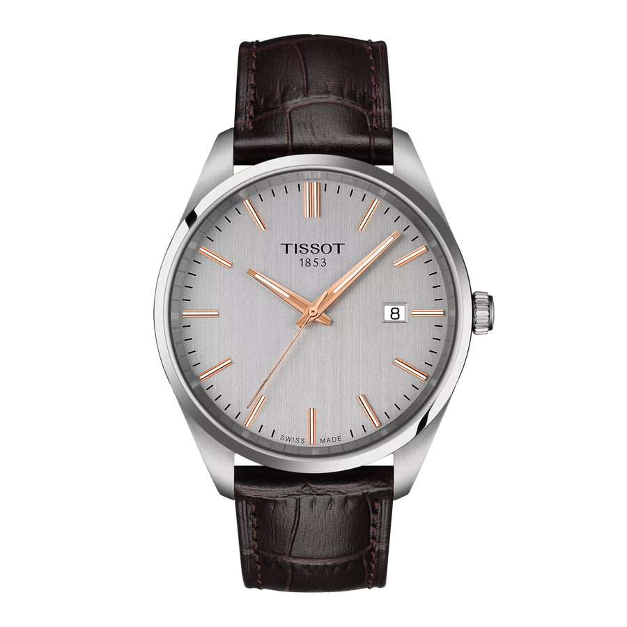 Tissot PR 100 40mm T150.410.16.031.00 - Zifferblatt Silber, Armband Leder