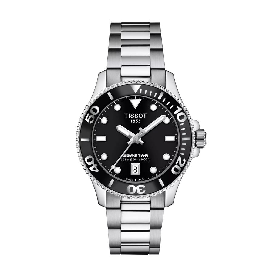 Tissot Seastar 1000 36mm T120.210.11.051.00 - Zifferblatt Schwarz, Armband Stahl