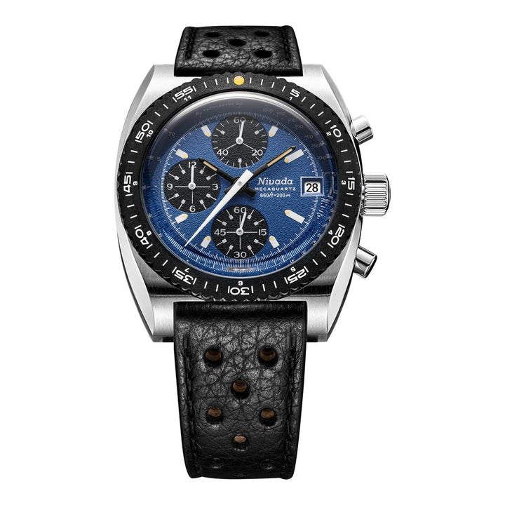 Nivada Grenchen Autochron Mecaquartz Blue 77005Q – Herrenuhr 38 mm, Zifferblatt Blau