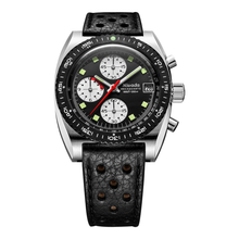 Nivada Grenchen Autochron Mecaquartz Reverse Panda 77007Q – Herrenuhr 38 mm, Zifferblatt Schwarz