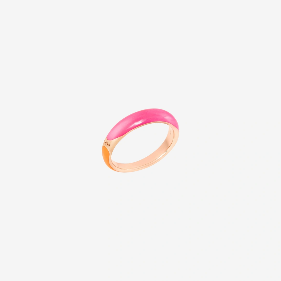 Ring Rondelle Orange-Rosa Emaille