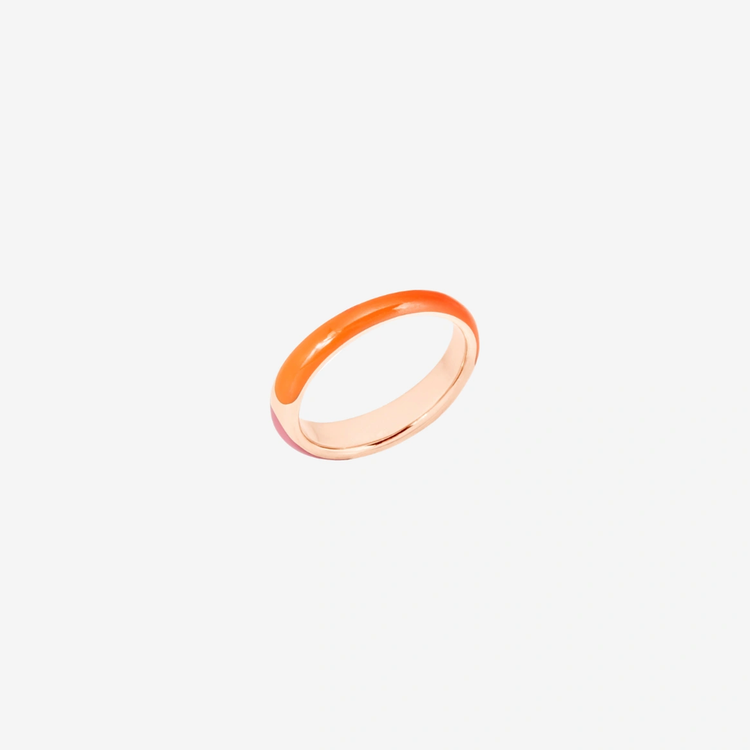 Ring Rondelle Orange-Rosa Emaille