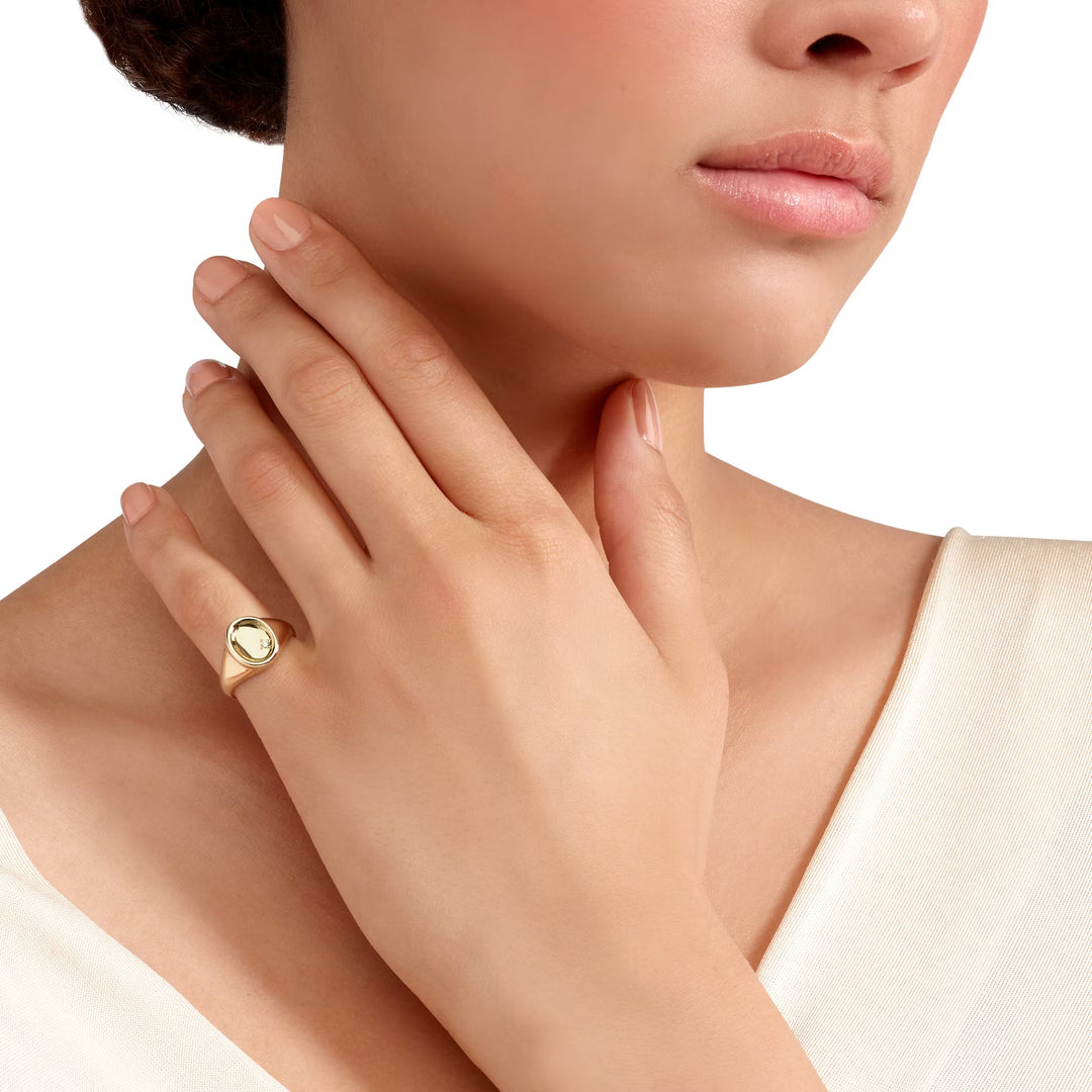 Ring Siegel aus Gelbgold mit weißem Diamanten