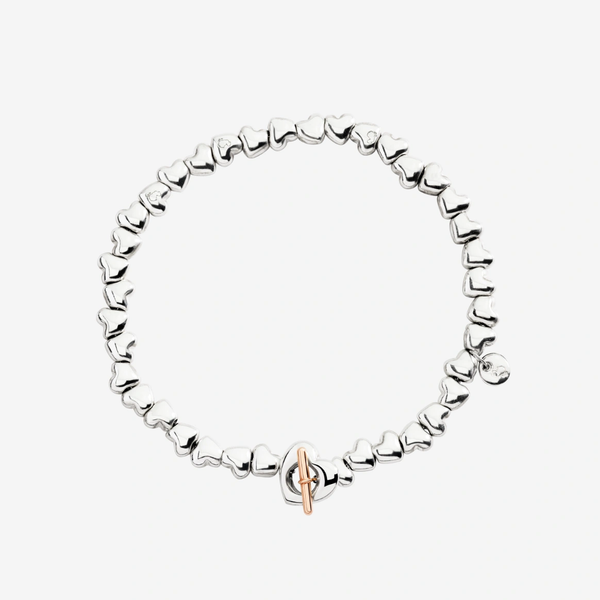 DoDo Armband mit Herzen aus 925er Silber und T-Bar aus Roségold