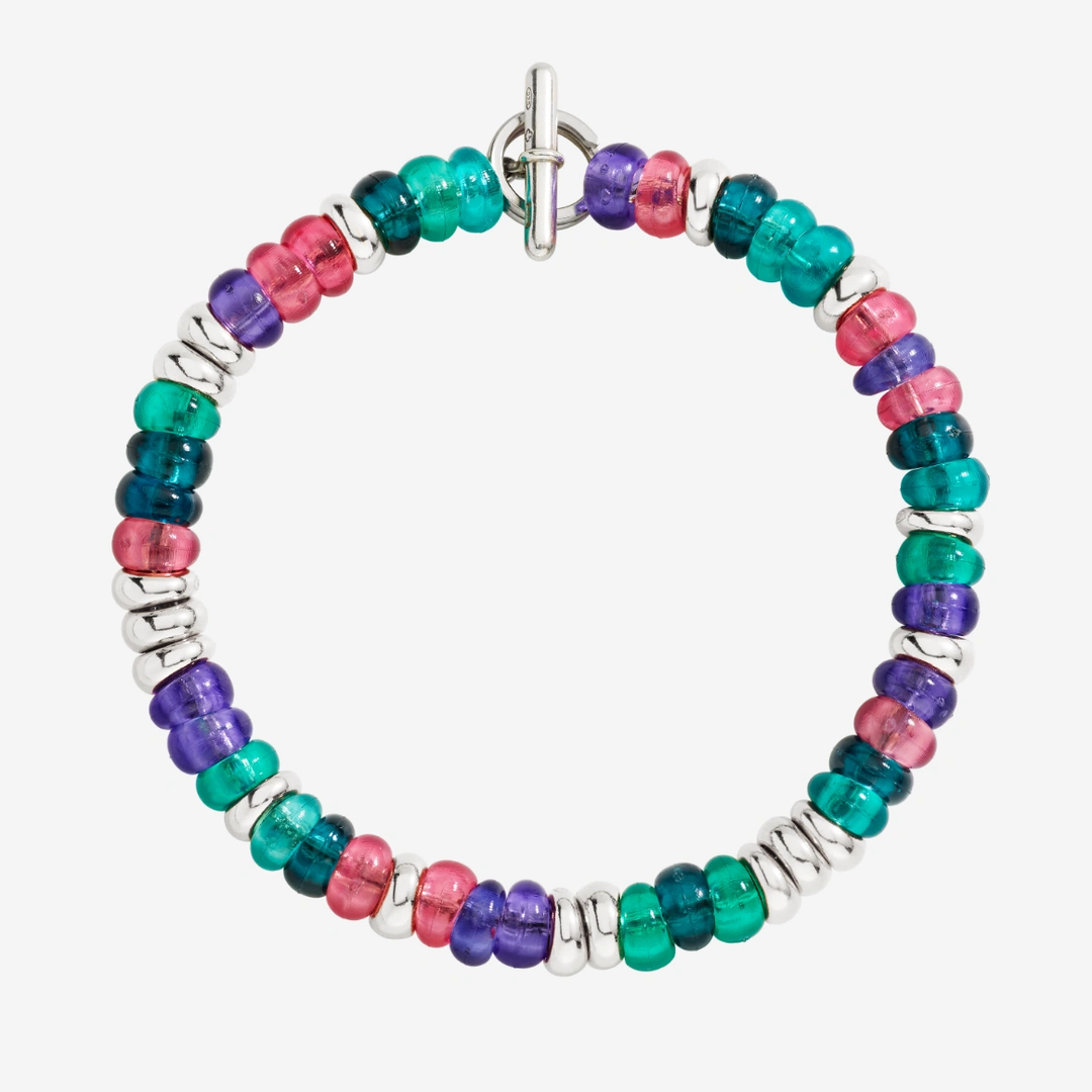 Armband Rondelle Aus Silber Und Recyceltem Kunststoff Rosa