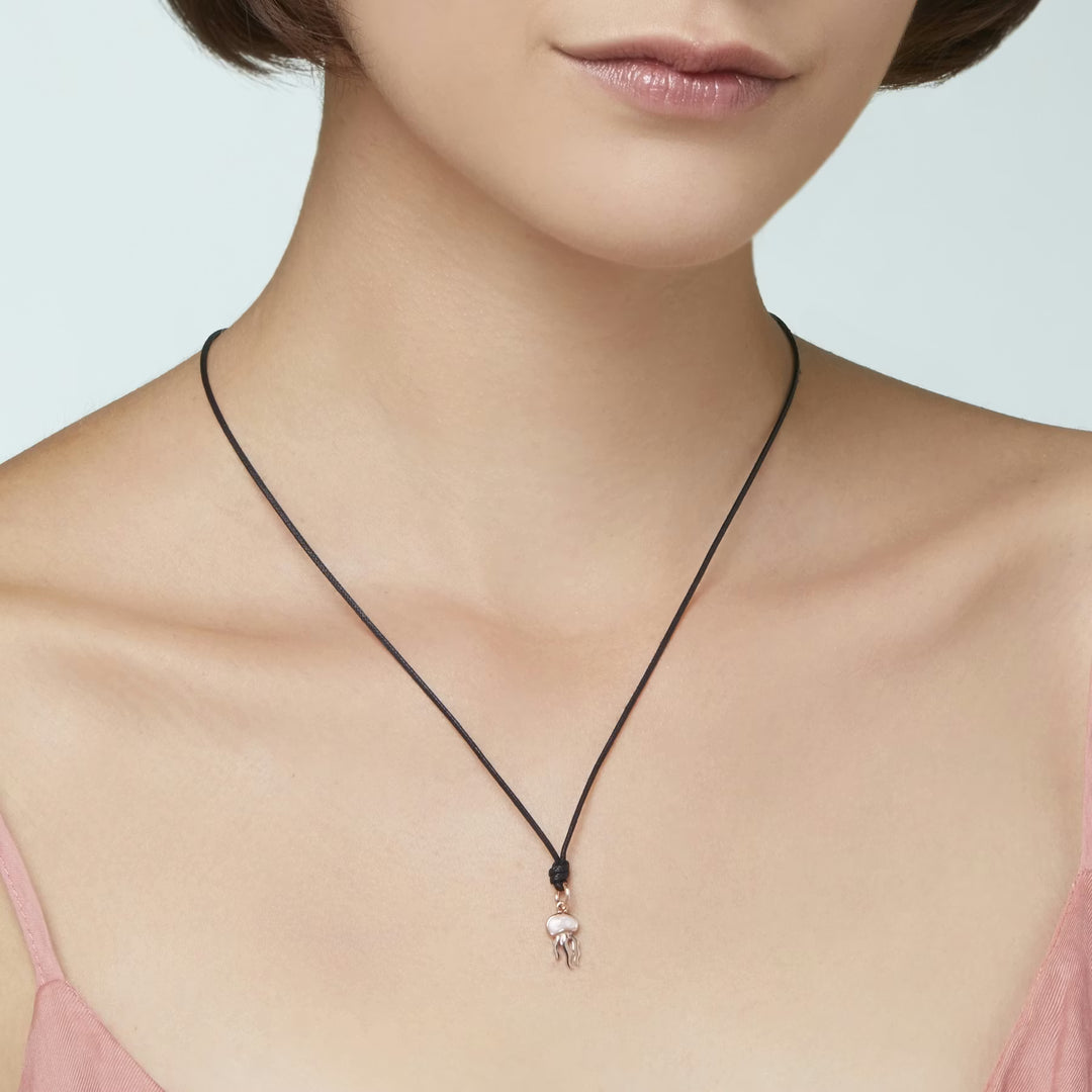 Anhänger Qualle aus Roségold mit Emaille