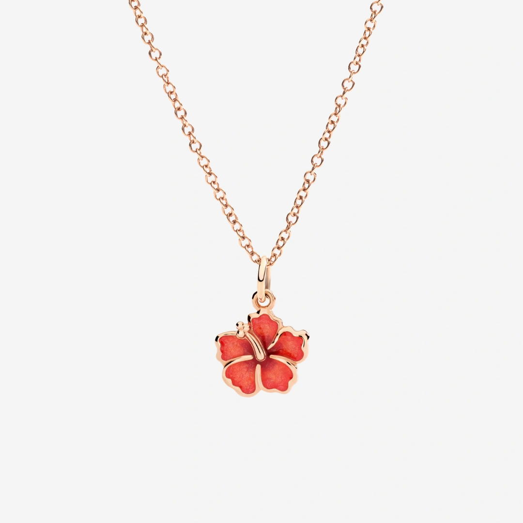 Anhänger Hibiskusblüte Aus Roségold Und Emaille