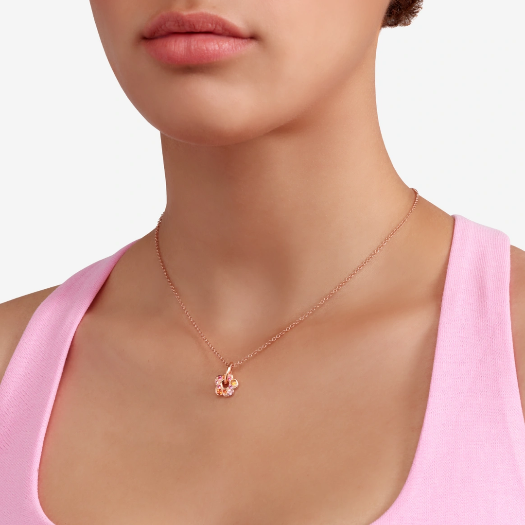 Anhänger Blume Aus Roségold Mit Saphiren