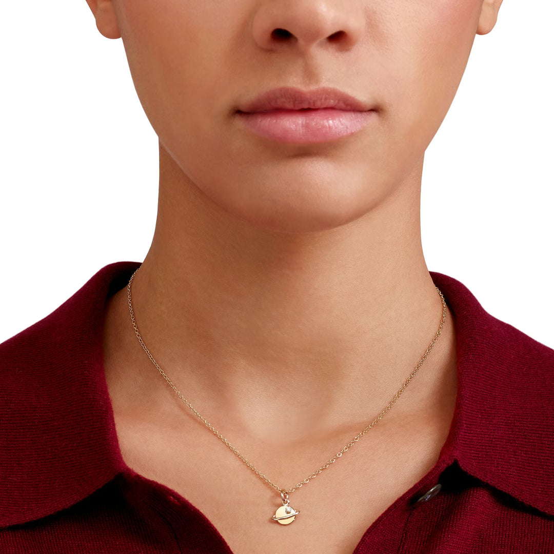 Anhänger Planet aus Gelbgold mit weißem Diamanten