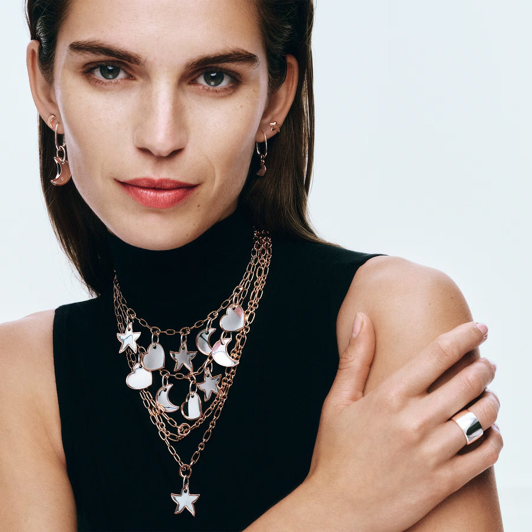 Anhänger Mond XL aus Silber mit Roségold