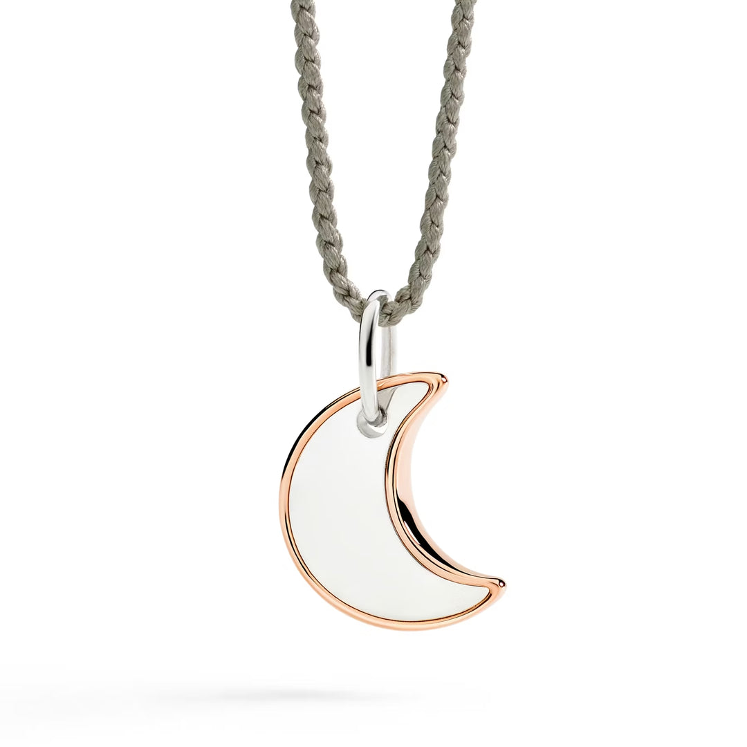Anhänger Mond XL aus Silber mit Roségold