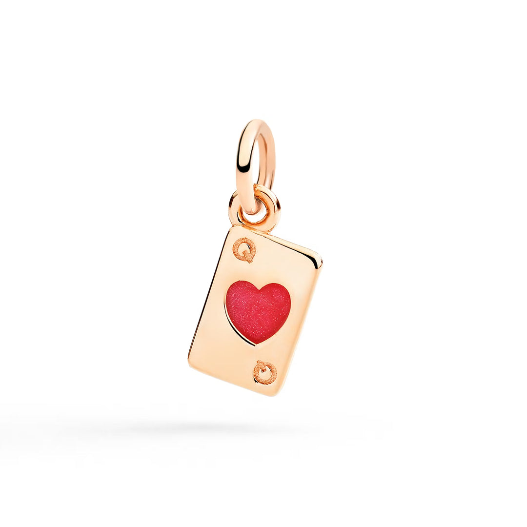 Anhänger Karte aus Roségold und rotem Emaille