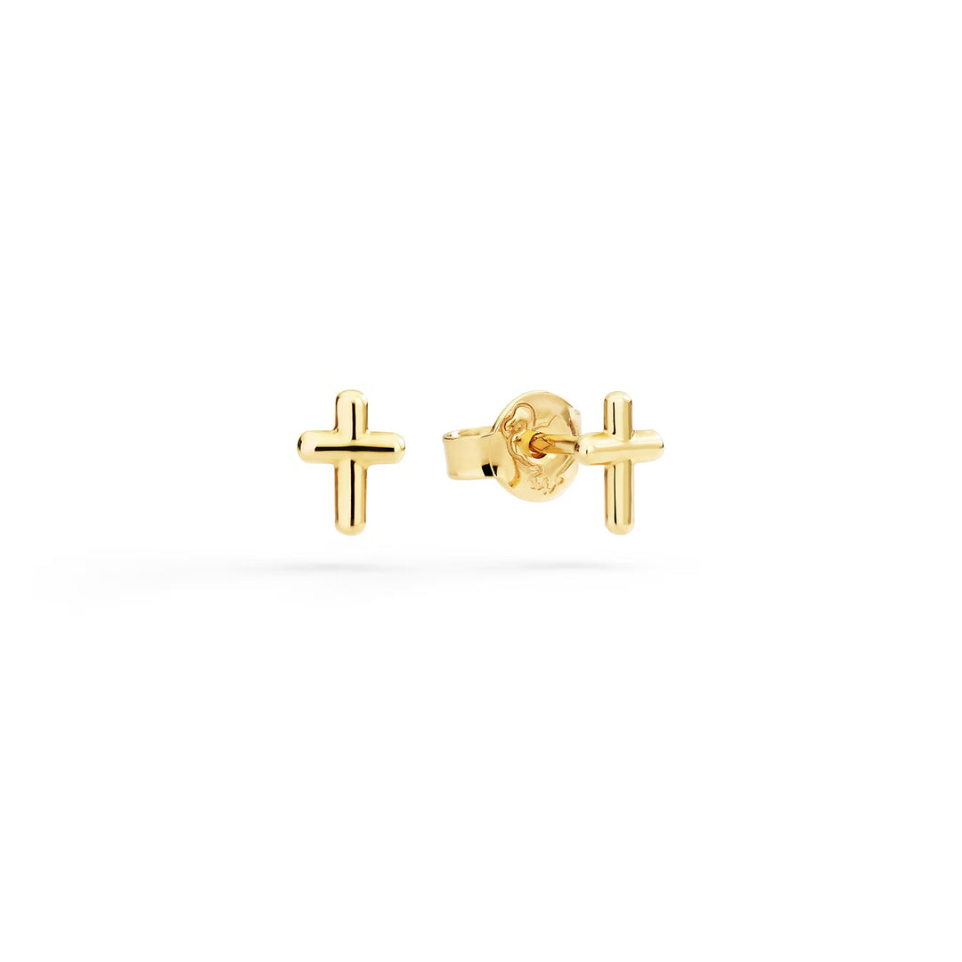 Ohrstecker Kreuz aus 9K Gelbgold