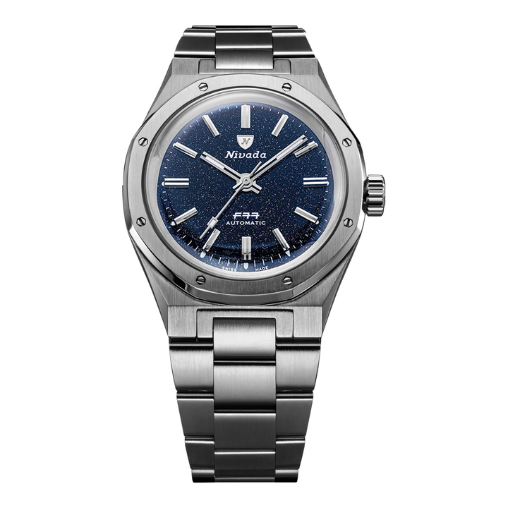 Nivada Grenchen F77 Titanium Dark Blue Aventurine MK1 37mm 68018A – Herrenuhr 37 mm, Zifferblatt Blau