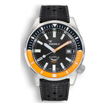 Squale Matic Satin Orange Kautschukband MATICXSC.HT – Taucheruhr Edelstahl 44 mm, Zifferblatt Schwarz, Kautschukband