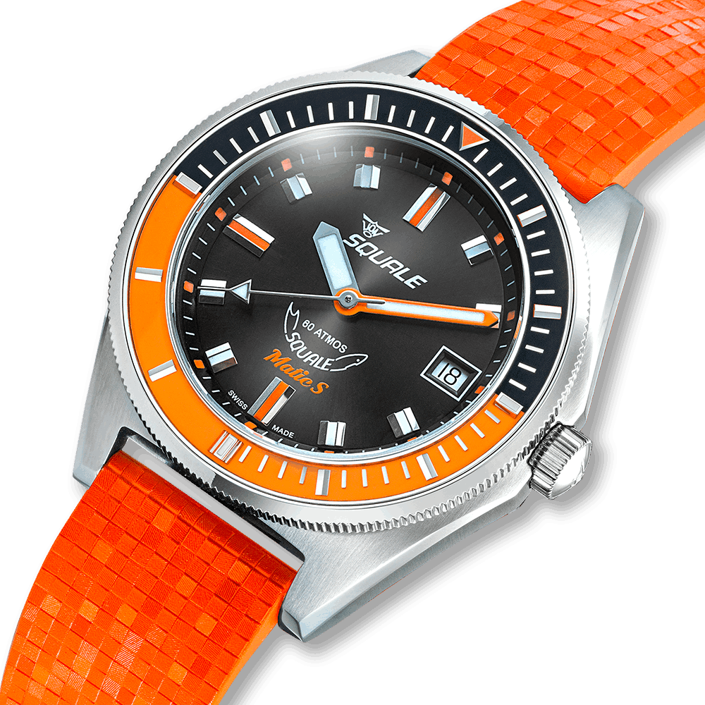 Squale Matic S Orange Mosaik-Kautschukband MATICBKOBK.MROR – Ansicht 4