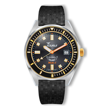 Squale Matic S Two-Tone Mosaik-Kautschukband MATICGBKBK.MRBK – Taucheruhr Edelstahl 39,5 mm, Zifferblatt Schwarz, Mosaik-Kautschukband