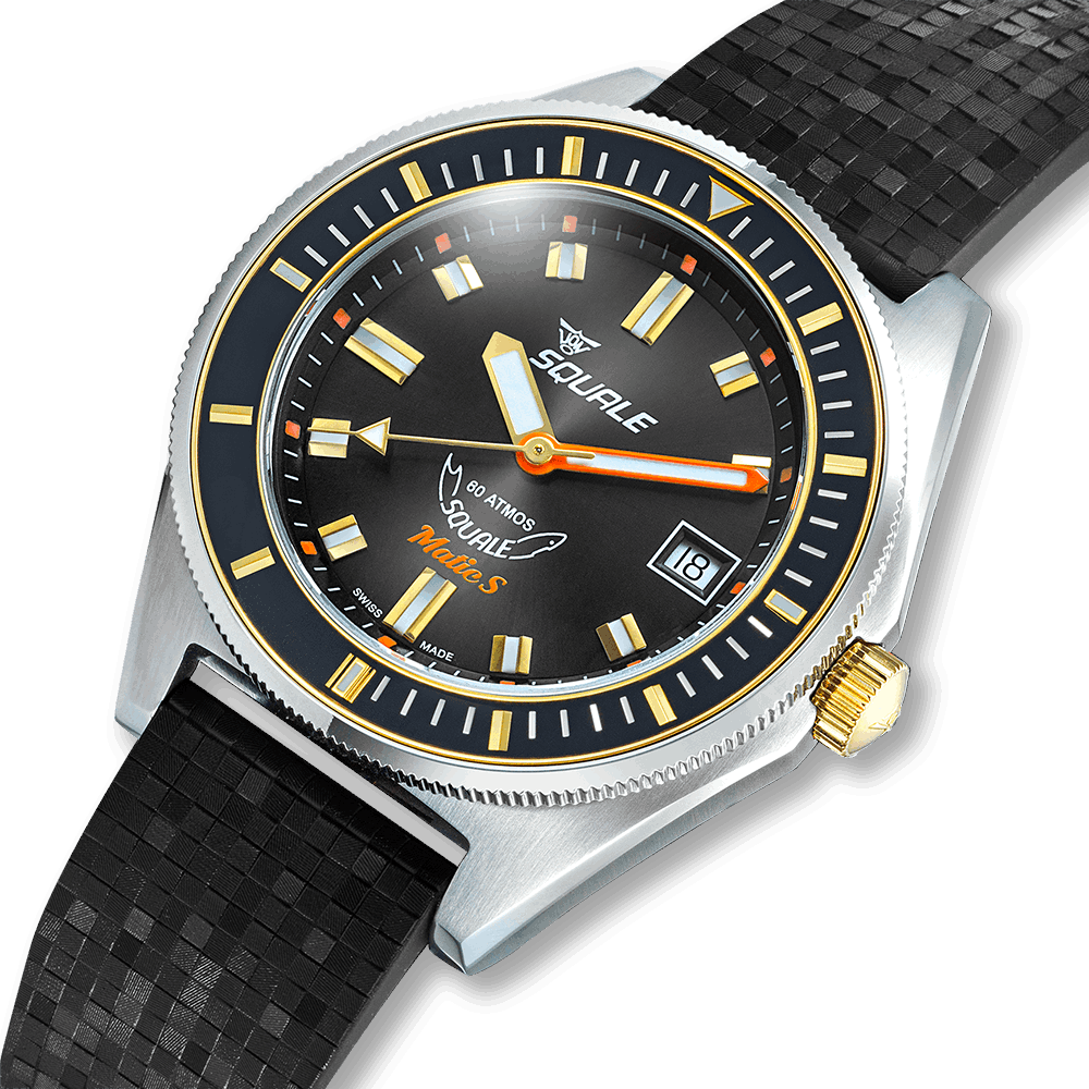 Squale Matic S Two-Tone Mosaik-Kautschukband MATICGBKBK.MRBK – Ansicht 4