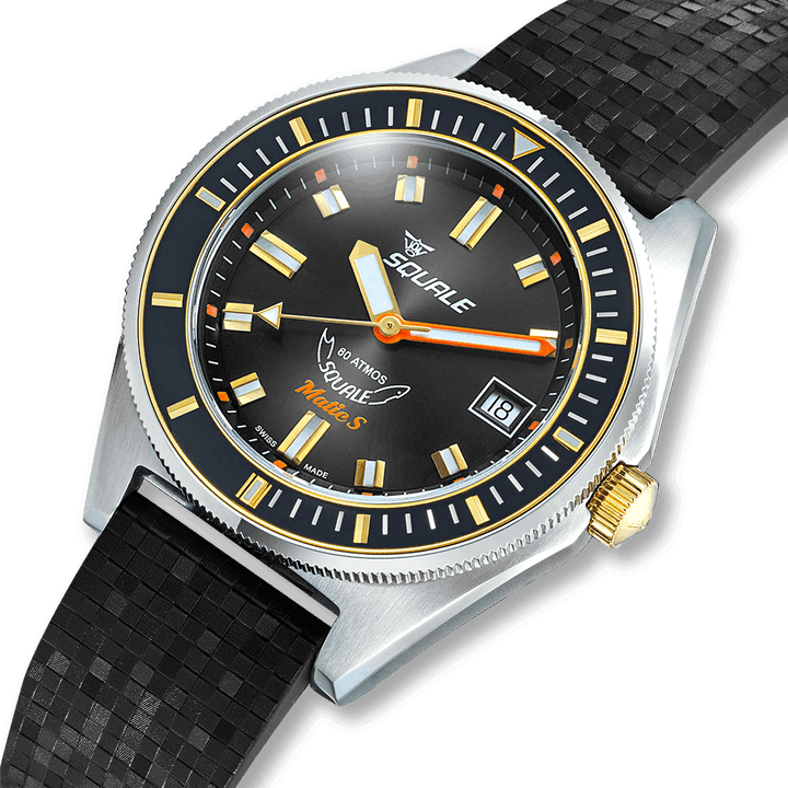 Squale Matic S Two-Tone Mosaik-Kautschukband MATICGBKBK.MRBK – Ansicht 4