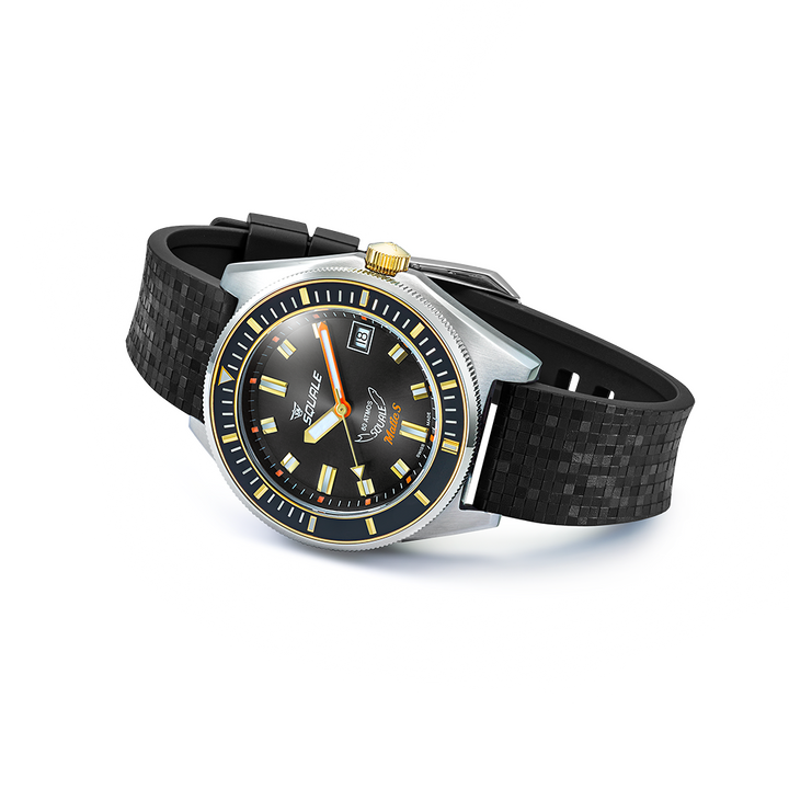 Squale Matic S Two-Tone Mosaik-Kautschukband MATICGBKBK.MRBK – Ansicht 3