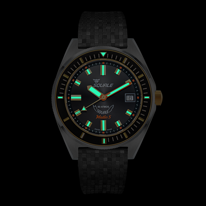 Squale Matic S Two-Tone Mosaik-Kautschukband MATICGBKBK.MRBK – Ansicht 5
