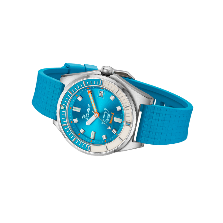 Squale Matic S Light Blue Mosaik-Kautschukband MATICLBWLB.MRLB – Ansicht 3