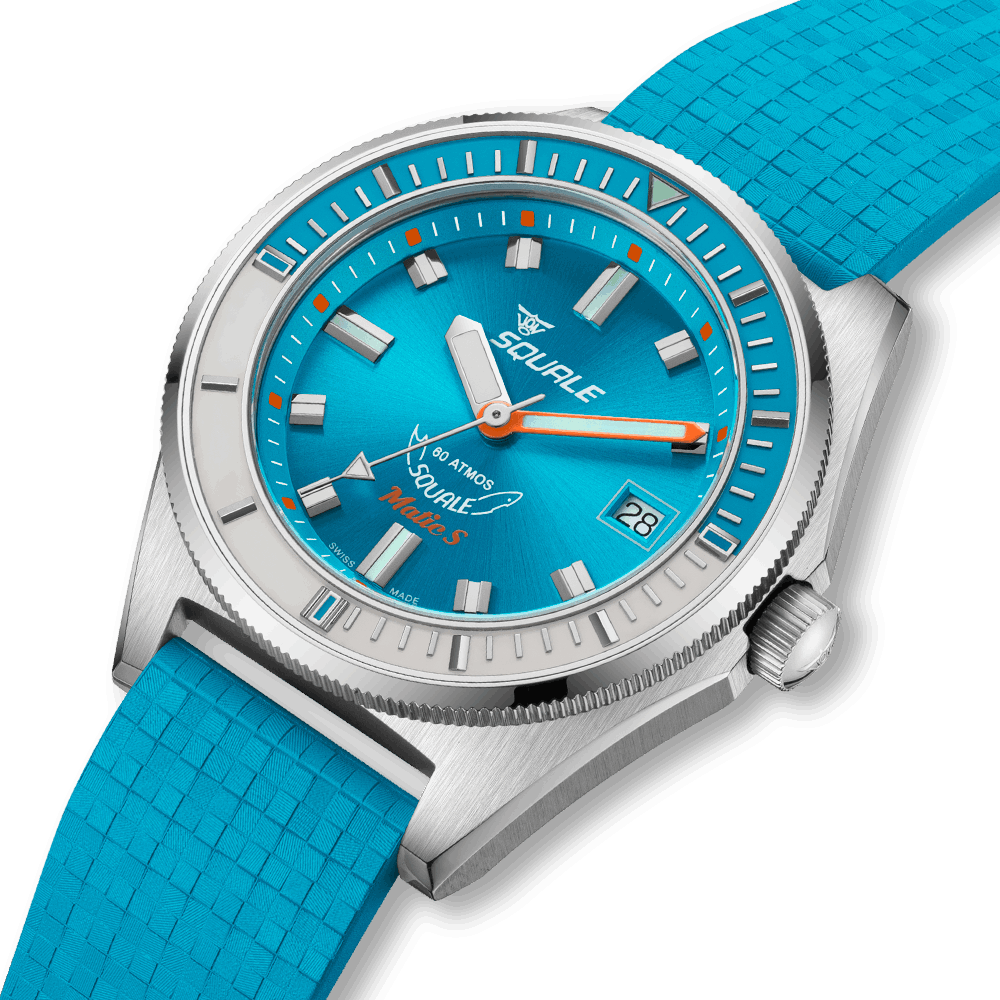 Squale Matic S Light Blue Mosaik-Kautschukband MATICLBWLB.MRLB – Ansicht 4