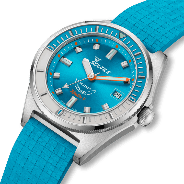 Squale Matic S Light Blue Mosaik-Kautschukband MATICLBWLB.MRLB – Ansicht 4