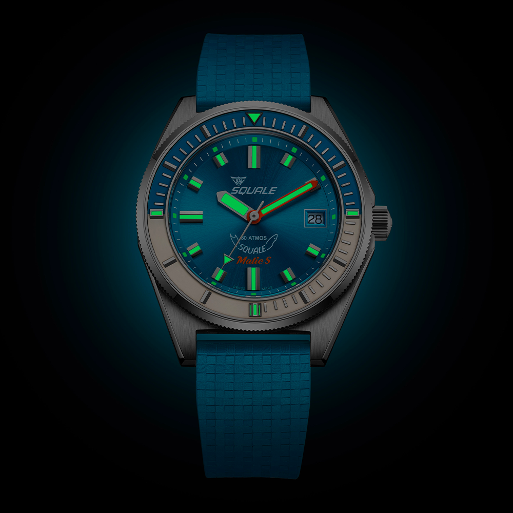 Squale Matic S Light Blue Mosaik-Kautschukband MATICLBWLB.MRLB – Ansicht 5