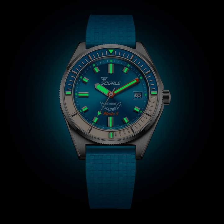 Squale Matic S Light Blue Mosaik-Kautschukband MATICLBWLB.MRLB – Ansicht 5