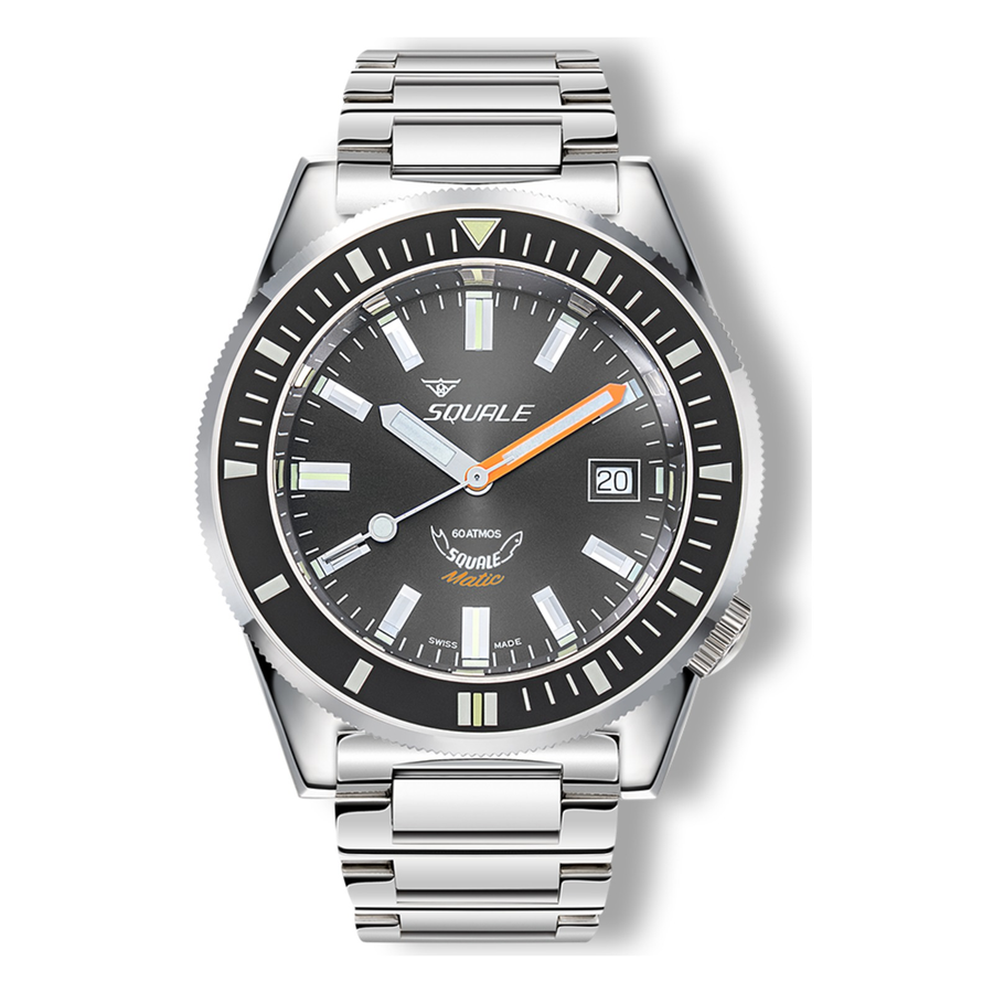 Squale Matic Grey Edelstahlband MATICXSA.SQ22L – Taucheruhr Edelstahl 44 mm, Zifferblatt Grau, Edelstahlband