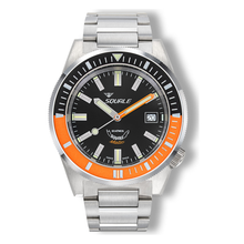 Squale Matic Satin Orange Edelstahlband MATICXSC.SQ22B – Taucheruhr Edelstahl 44 mm, Zifferblatt Schwarz, Edelstahlband