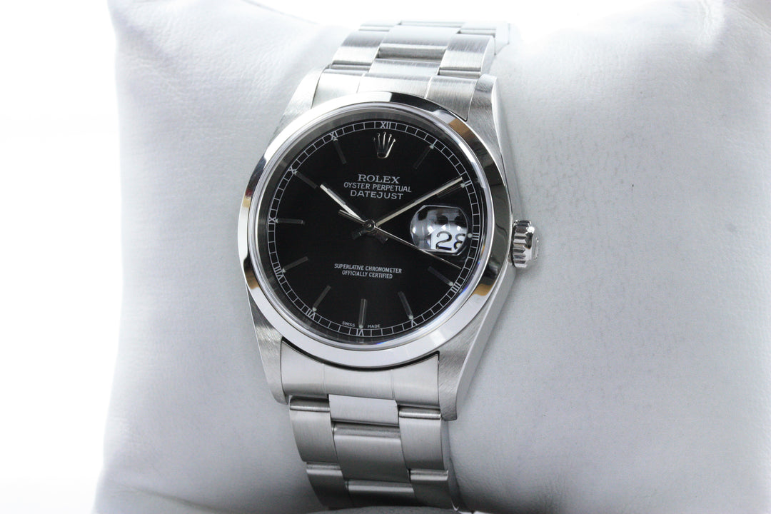 Datejust 36 mm Schwarzes Zifferblatt Unpolished Referenz 16200