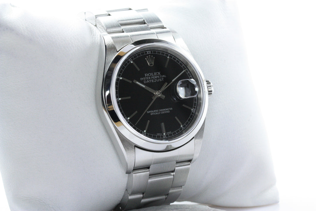 Datejust 36 mm Schwarzes Zifferblatt Unpolished Referenz 16200