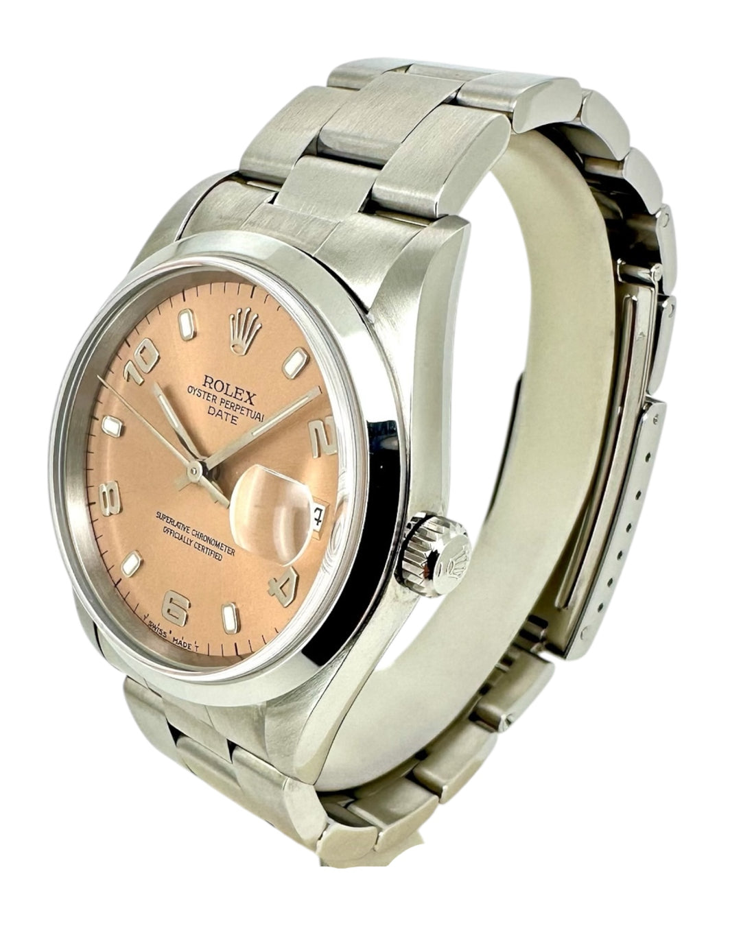 Rolex Date 34 mm Bj 1998 Salmon Zifferblatt Referenz 15200