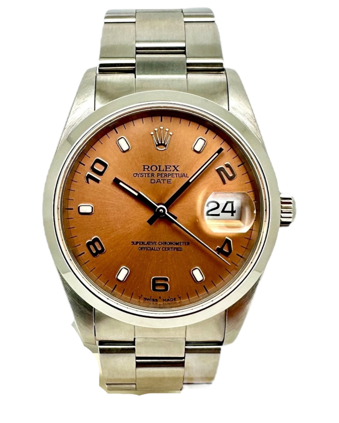 Rolex Date 34 mm Bj 1998 Salmon Zifferblatt Referenz 15200