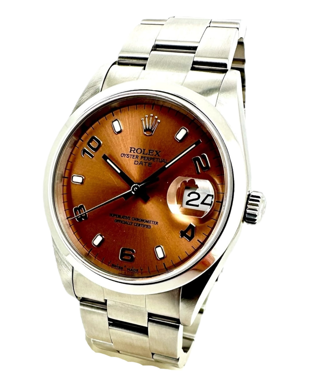 Rolex Date 34 mm Bj 1998 Salmon Zifferblatt Referenz 15200