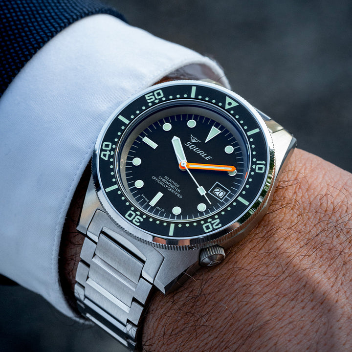 Squale 1521 Blue Ray Lederband 1521PROFD.PB – am Handgelenk