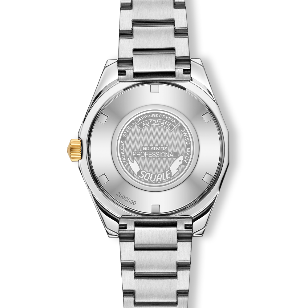 Squale Matic S Two-Tone Edelstahlband MATICGBKBK.SSBI – Gehäuseboden