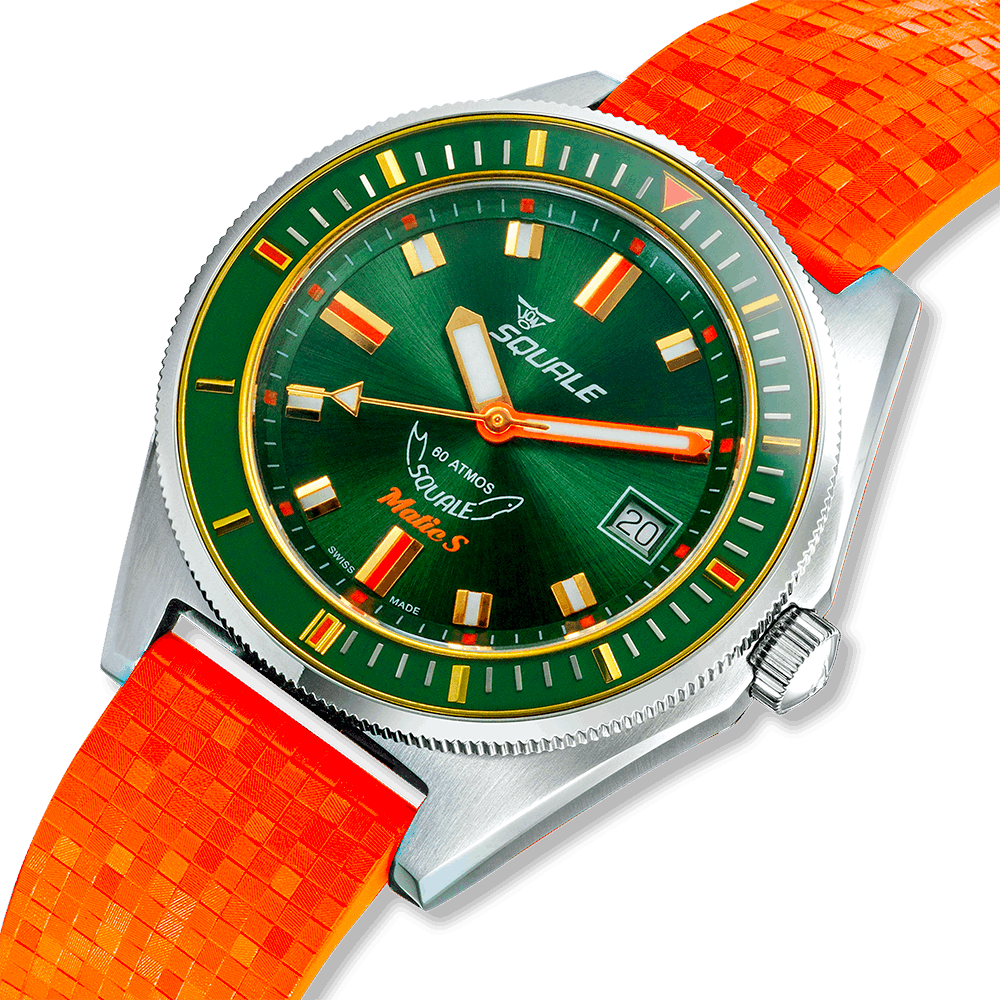 Squale Matic S Green Two-Tone Mosaik-Kautschukband MATICGGRGR.MROR – Ansicht 4