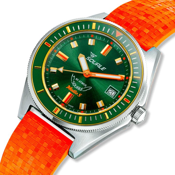 Squale Matic S Green Two-Tone Mosaik-Kautschukband MATICGGRGR.MROR – Ansicht 4