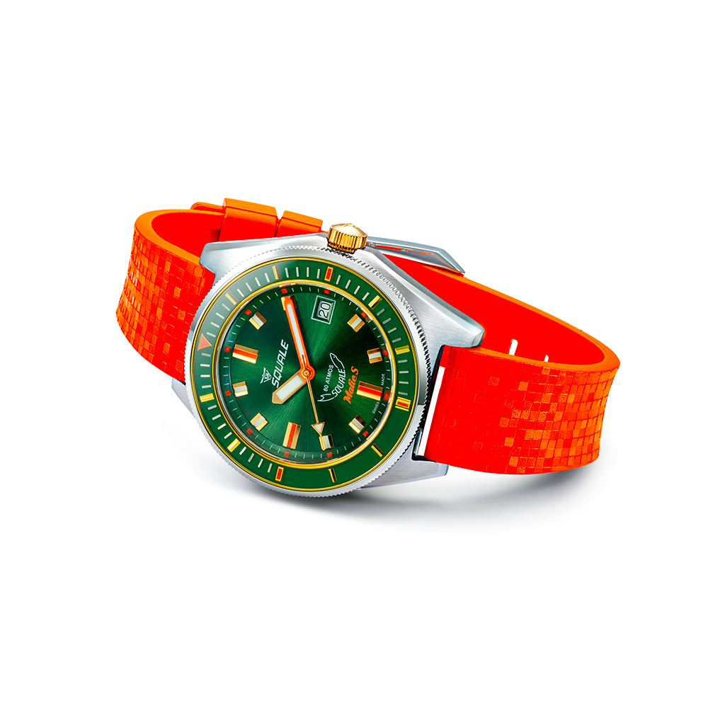 Squale Matic S Green Two-Tone Mosaik-Kautschukband MATICGGRGR.MROR – Ansicht 3