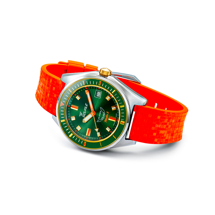 Squale Matic S Green Two-Tone Mosaik-Kautschukband MATICGGRGR.MROR – Ansicht 3