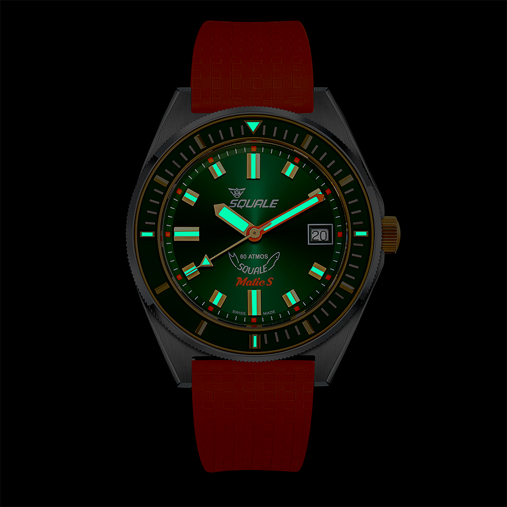 Squale Matic S Green Two-Tone Mosaik-Kautschukband MATICGGRGR.MROR – Ansicht 5